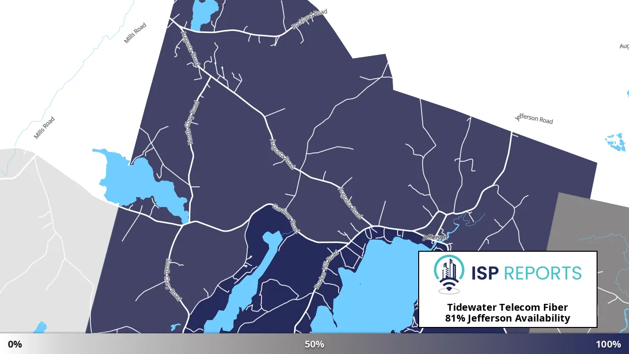 Jefferson, ME map of internet availability
