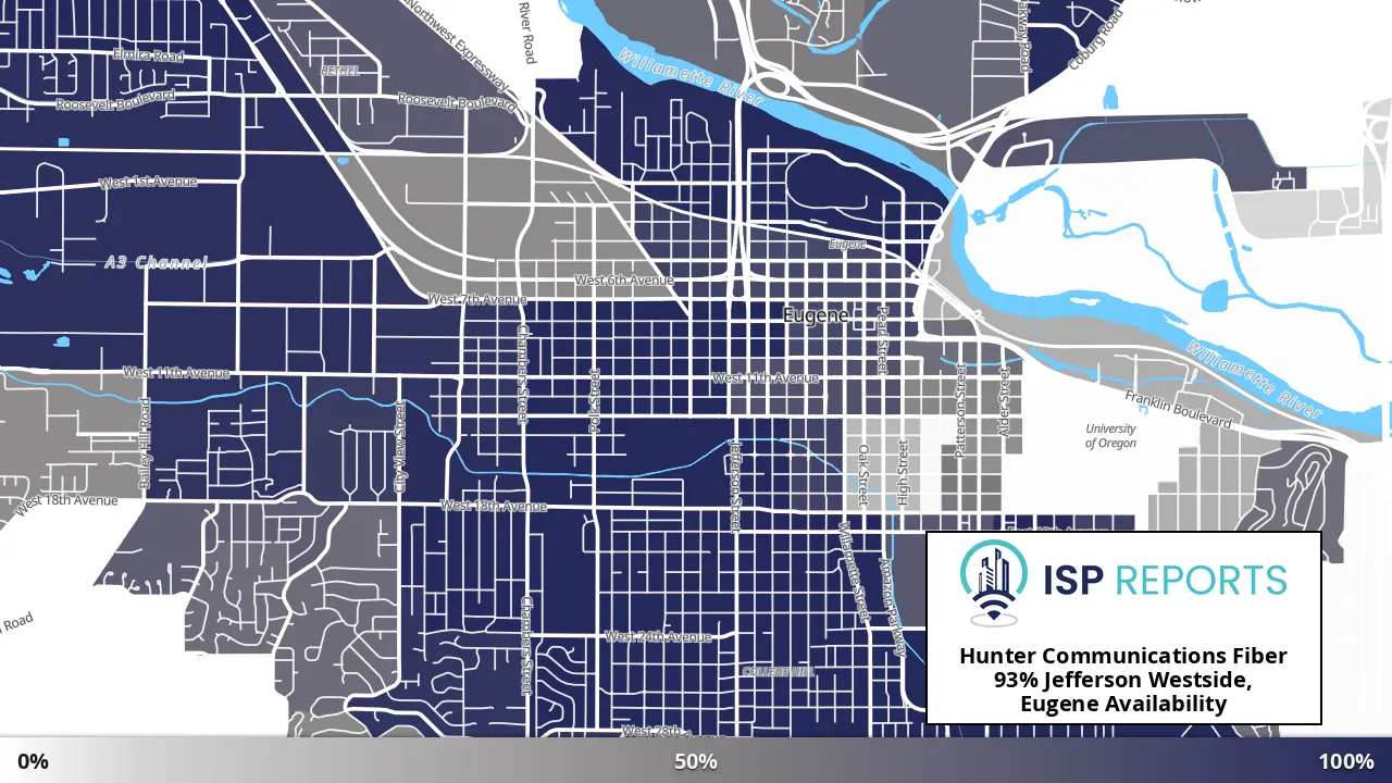 Jefferson Westside, Eugene, OR map of internet availability