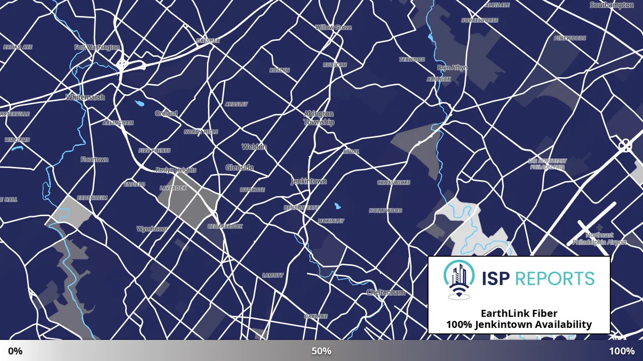 Jenkintown, PA map of internet availability