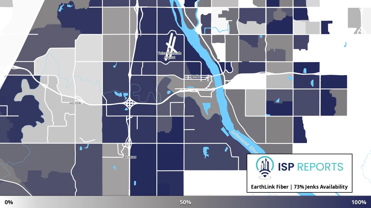 Jenks, OK map of internet availability