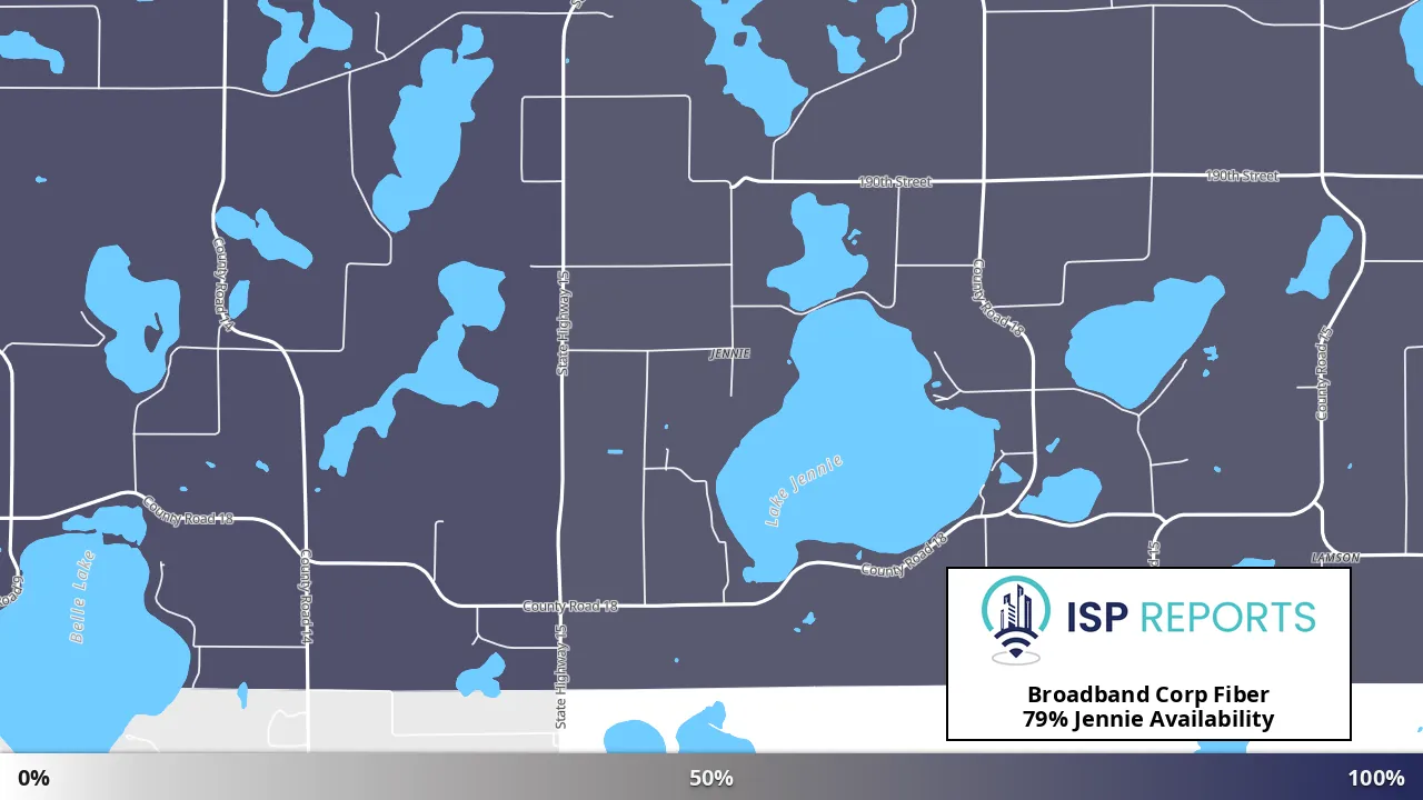 Jennie, MN map of internet availability