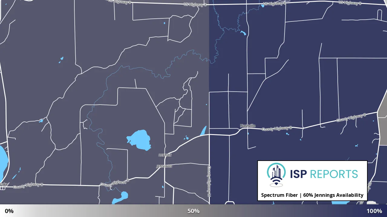 Jennings, WI map of internet availability