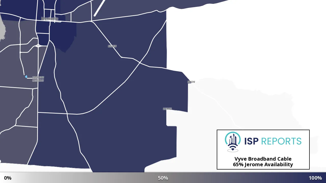 Jerome, AR map of internet availability