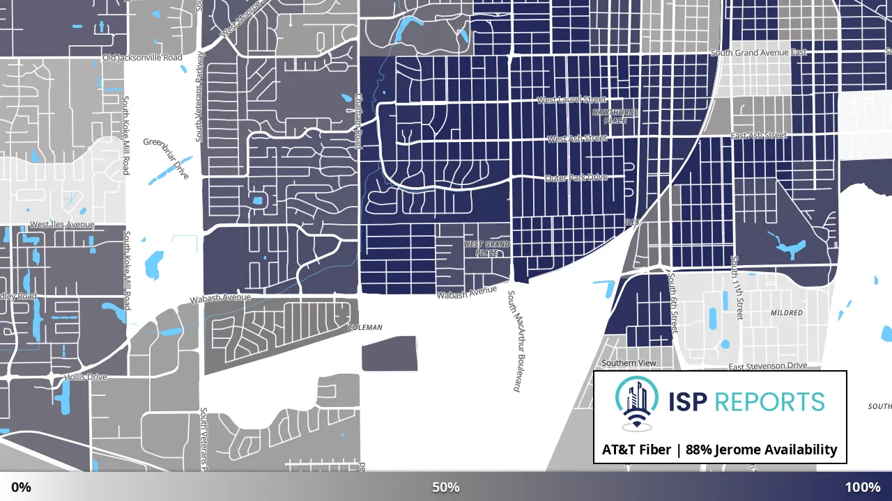 Jerome, IL map of internet availability