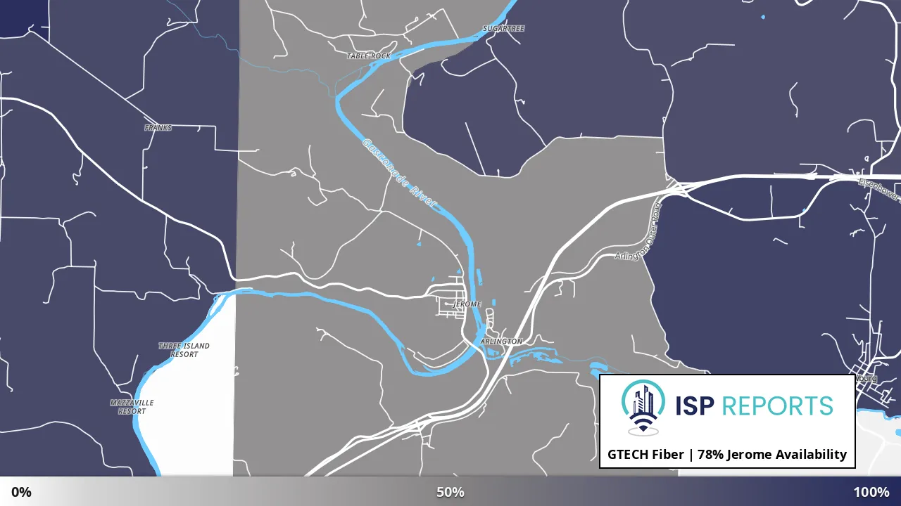 Jerome, MO map of internet availability