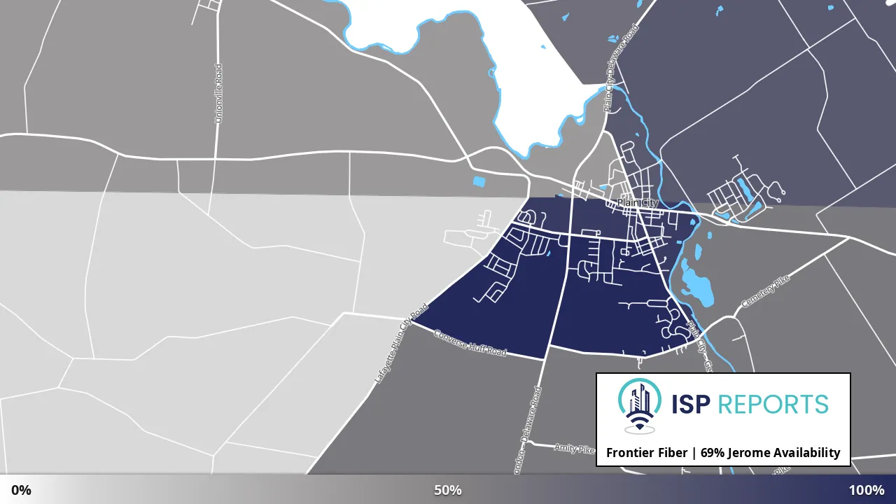 Jerome, OH map of internet availability