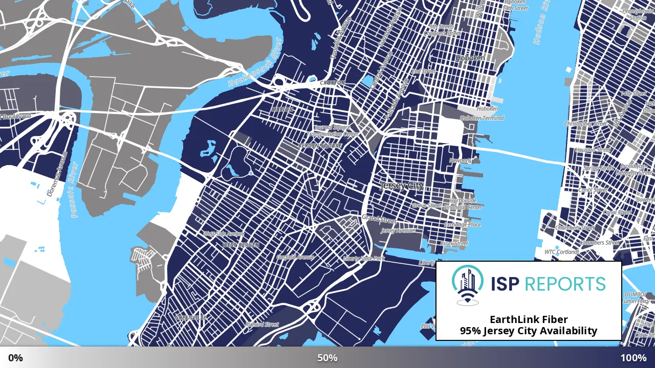 Jersey City, NJ map of internet availability