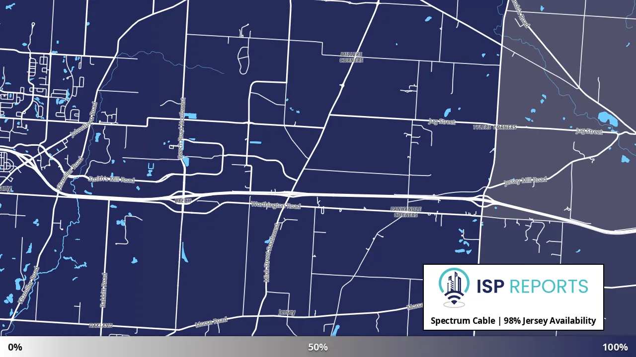 Jersey, OH map of internet availability