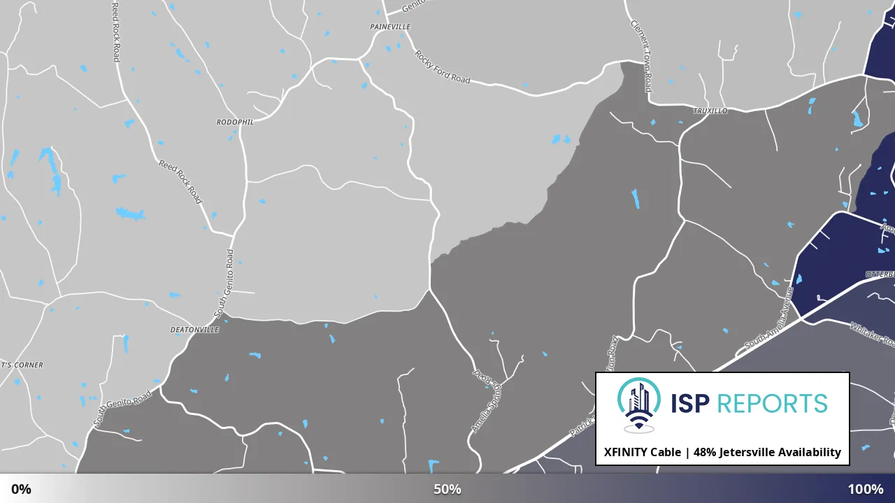Jetersville, VA map of internet availability