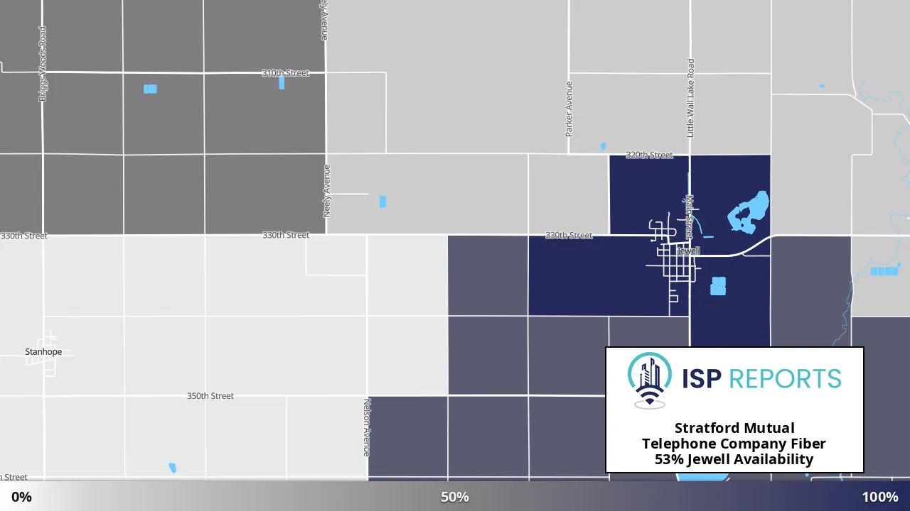 Jewell, IA map of internet availability