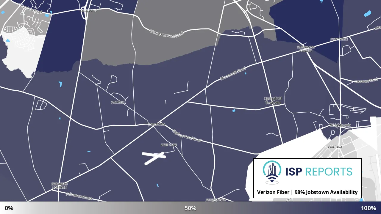 Jobstown, NJ map of internet availability