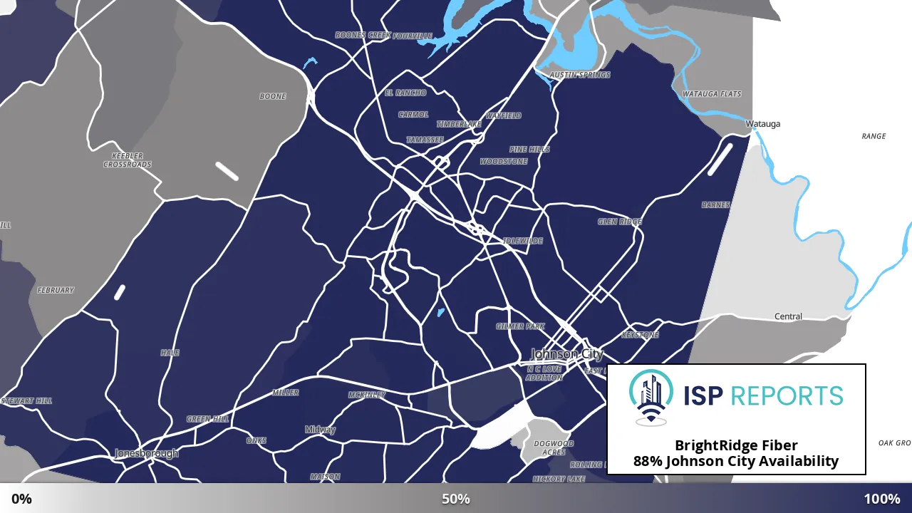 Johnson City, TN map of internet availability