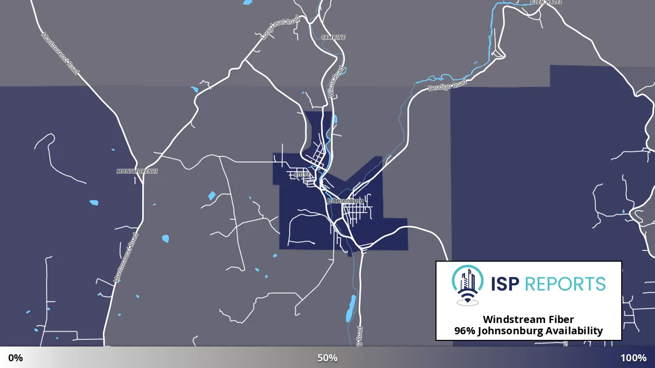 Johnsonburg, PA map of internet availability