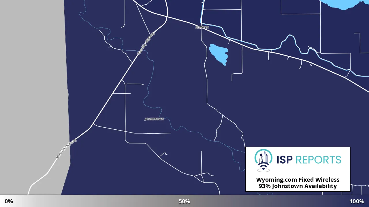 Johnstown, WY map of internet availability