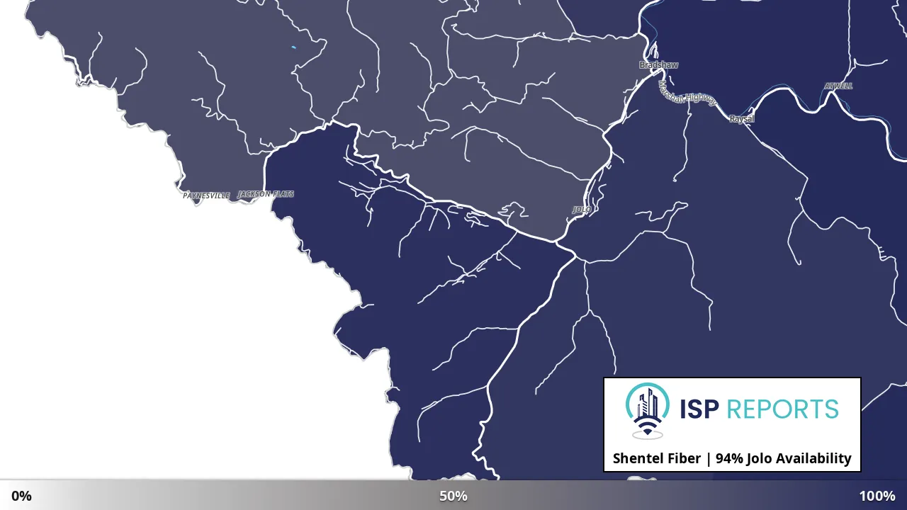 Jolo, WV map of internet availability