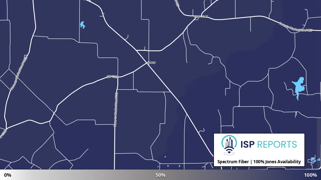 Jones, TX map of internet availability