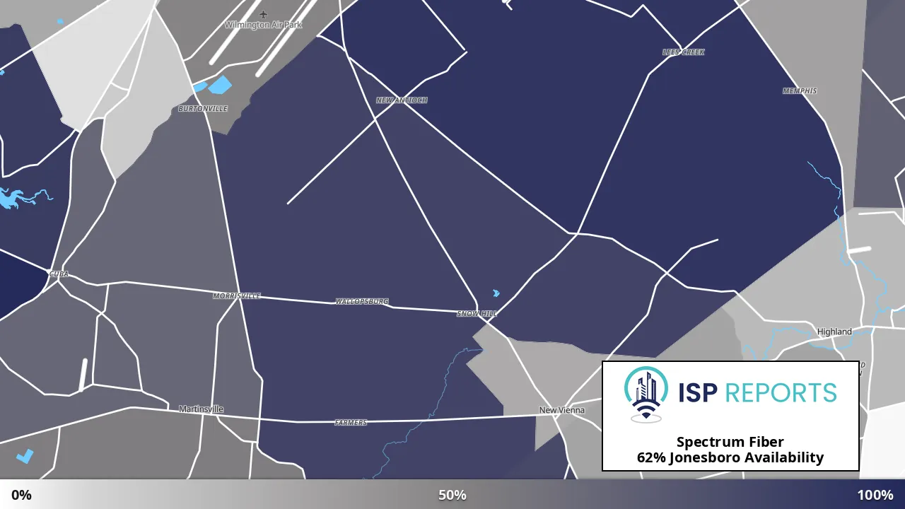 Jonesboro, OH map of internet availability