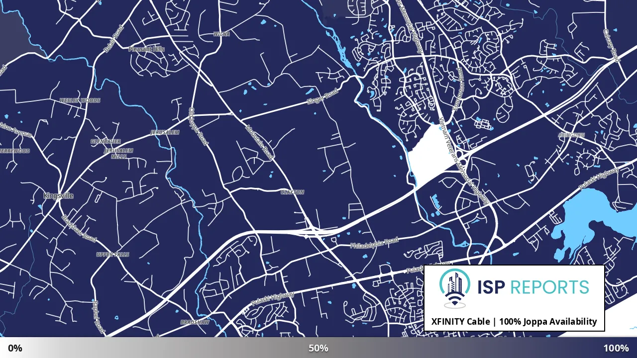 Joppa, MD map of internet availability