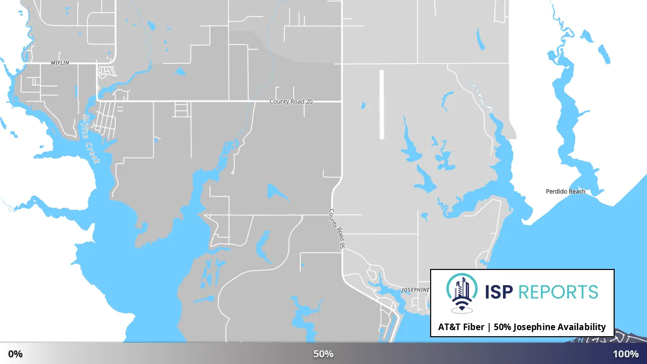 Josephine, AL map of internet availability