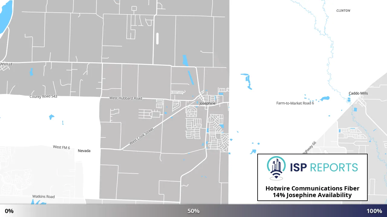 Josephine, TX map of internet availability