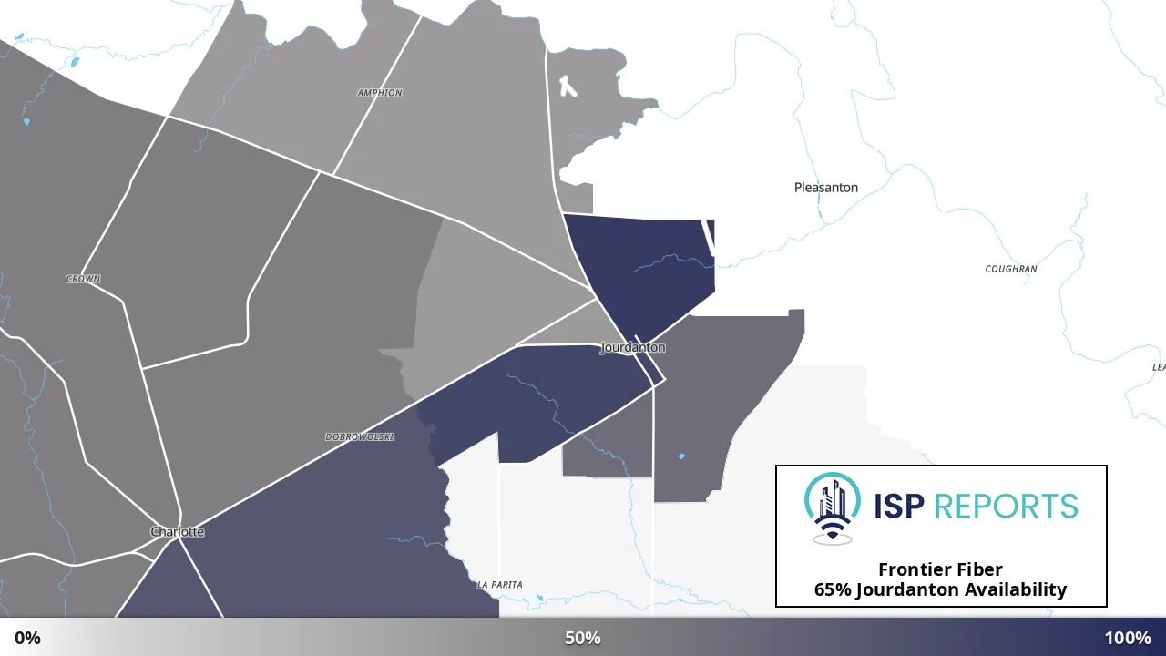 Jourdanton, TX map of internet availability
