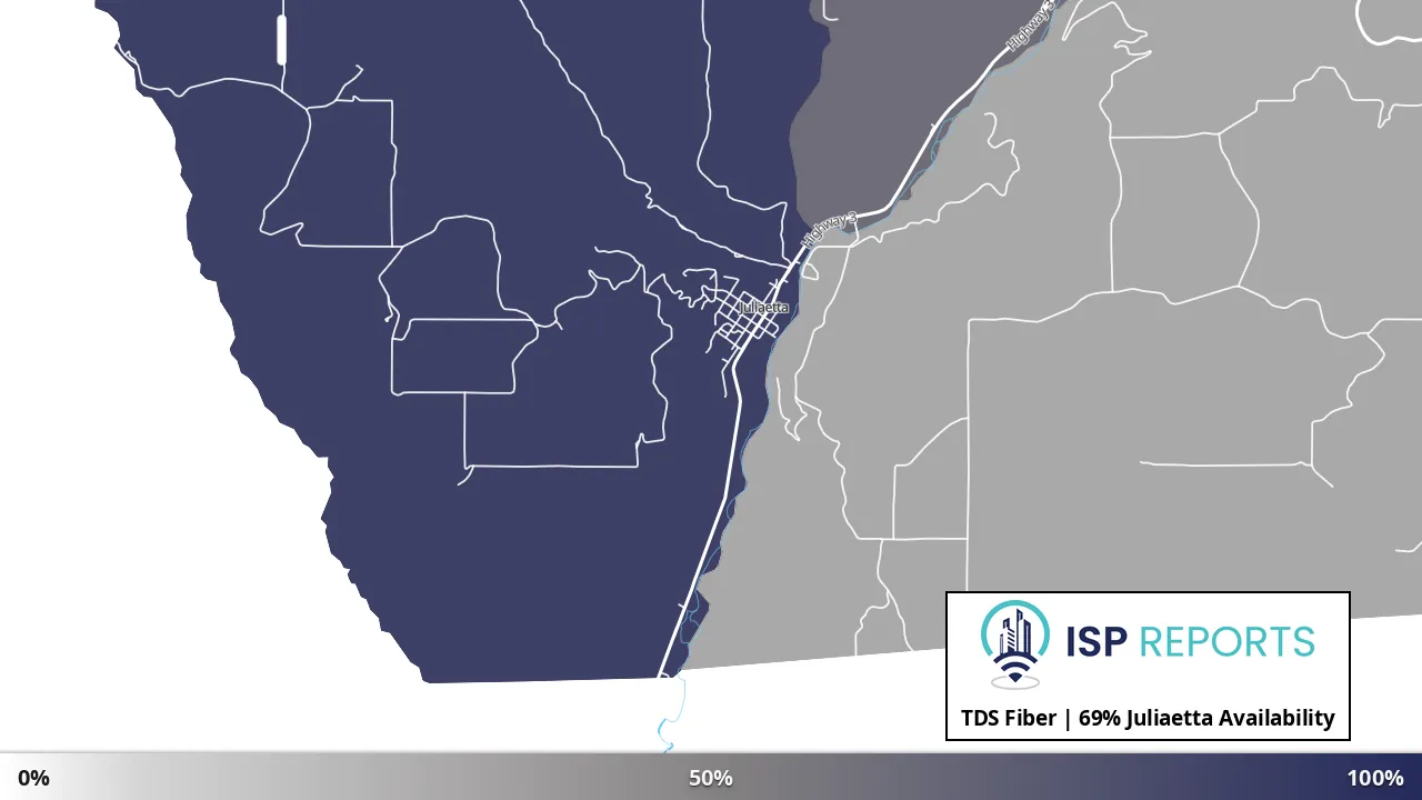 Juliaetta, ID map of internet availability