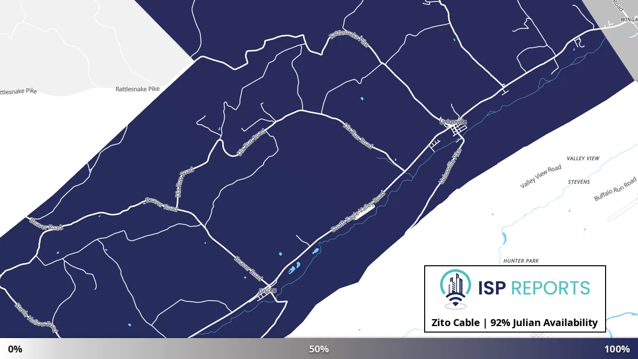 Julian, PA map of internet availability