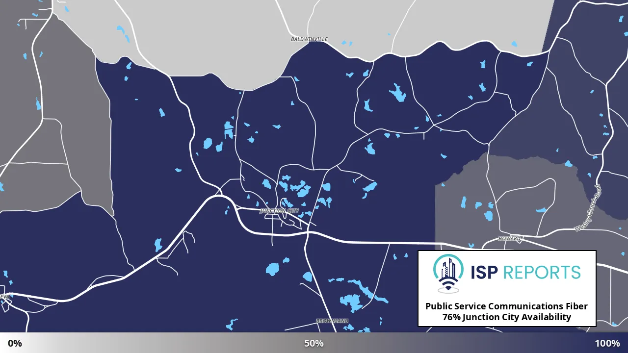 Junction City, GA map of internet availability