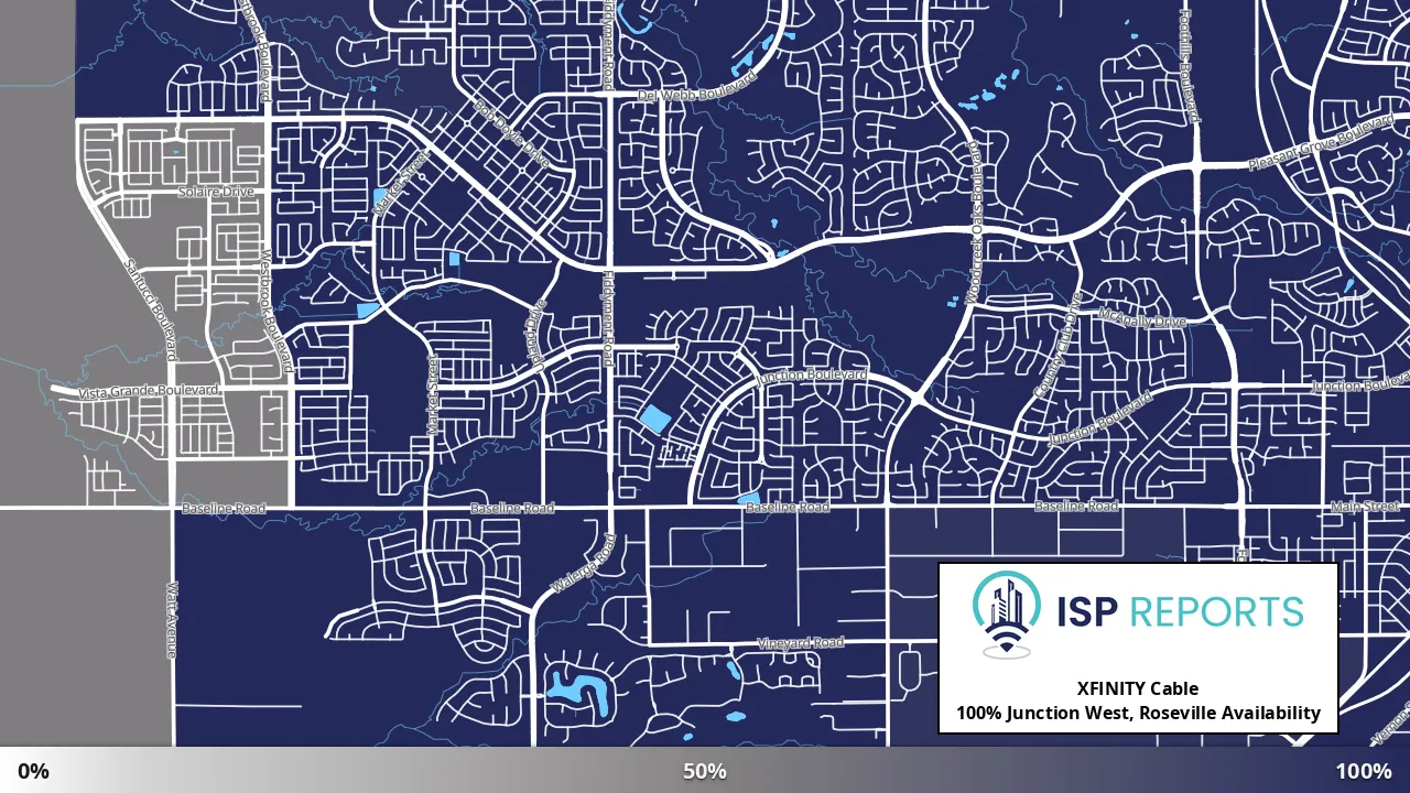 Junction West, Roseville, CA map of internet availability