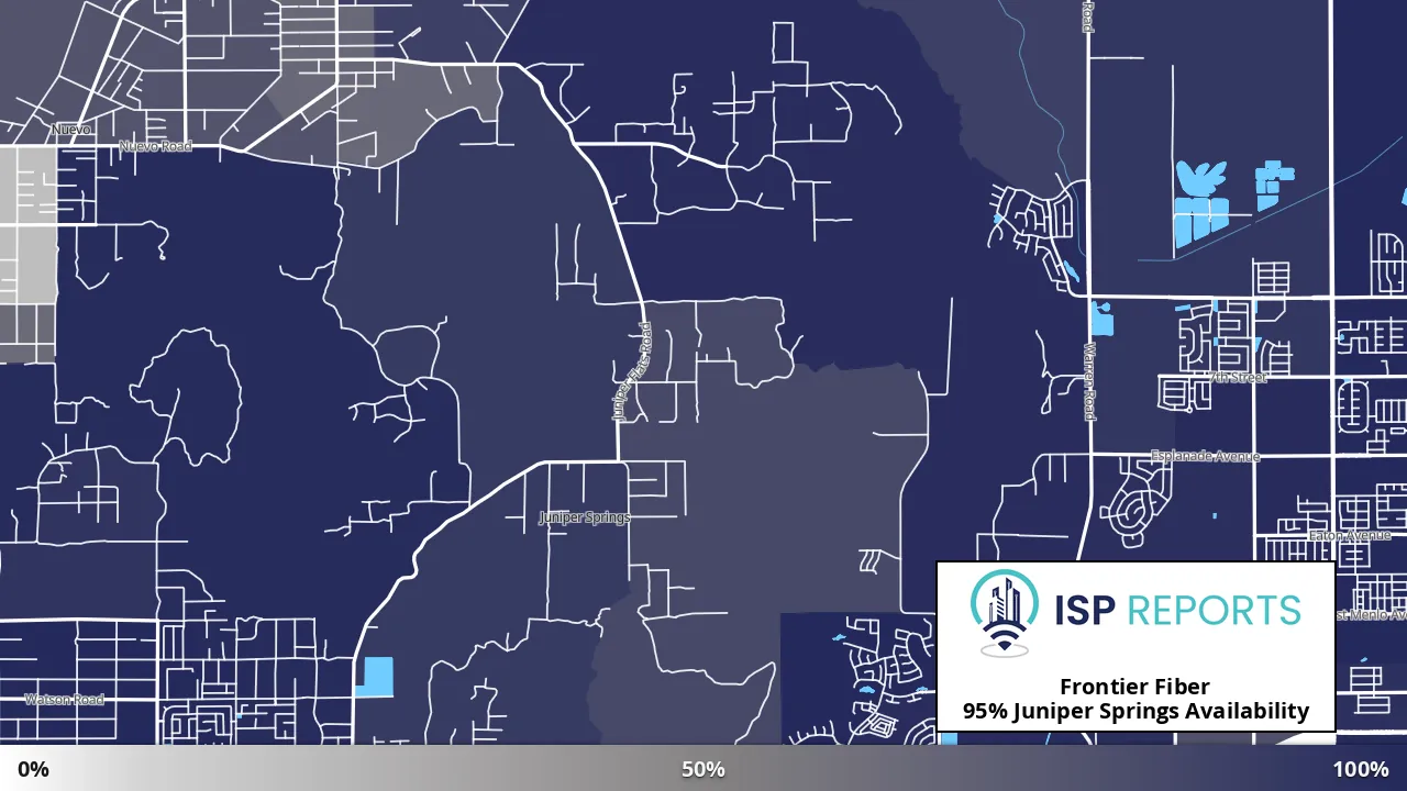 Juniper Springs, CA map of internet availability