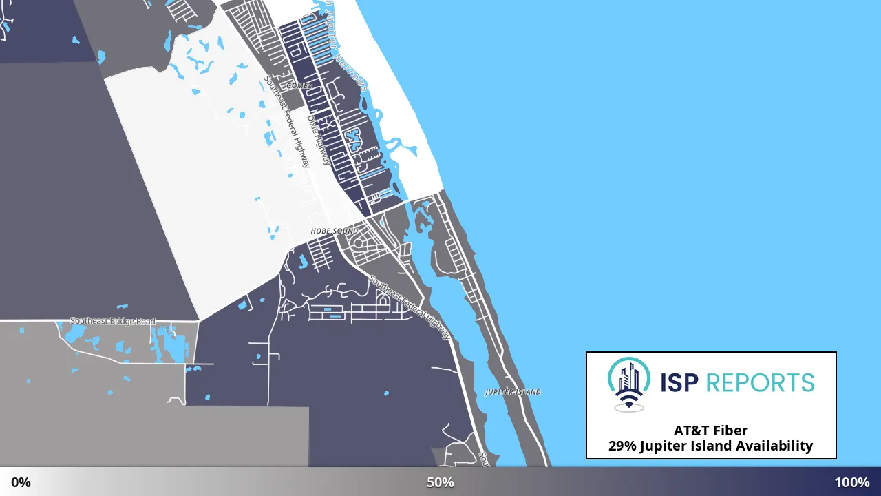 Jupiter Island, FL map of internet availability