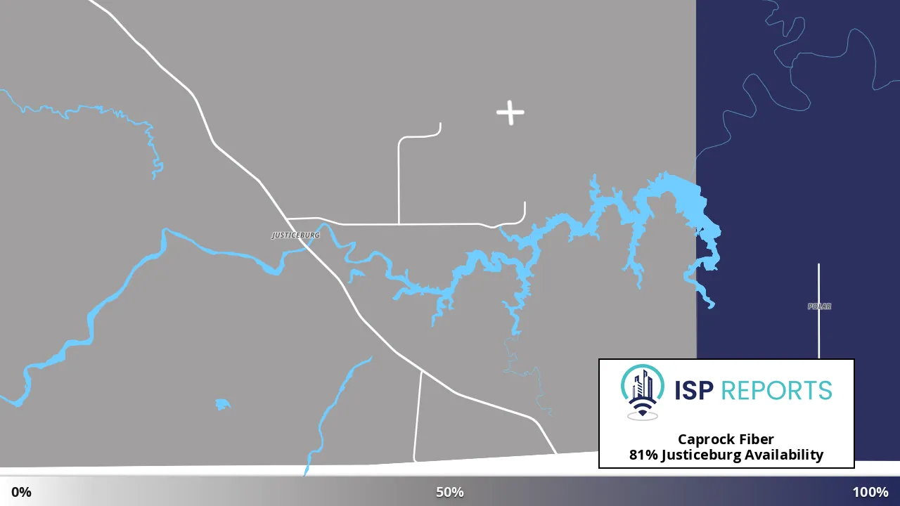 Justiceburg, TX map of internet availability
