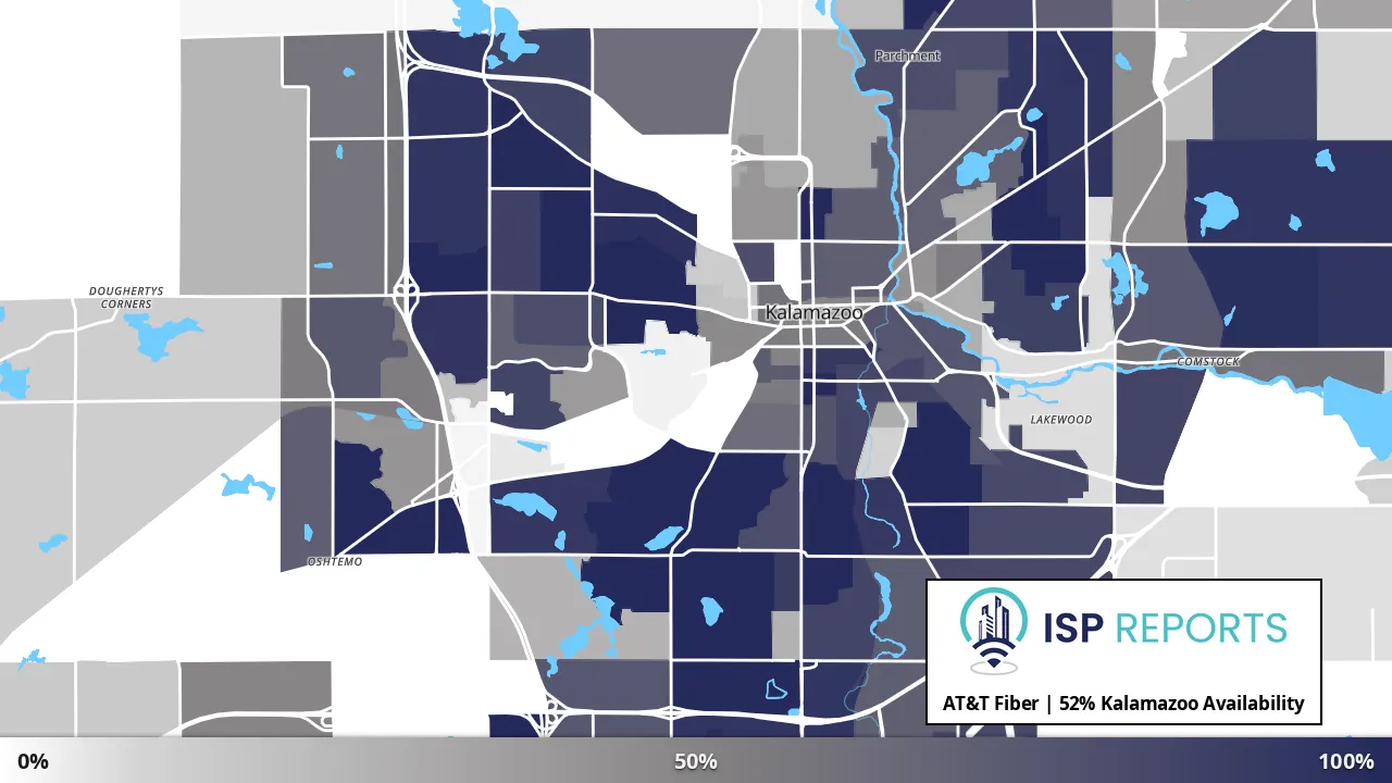 Kalamazoo, MI map of internet availability