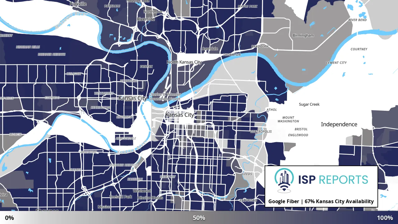 Kansas City, MO map of internet availability
