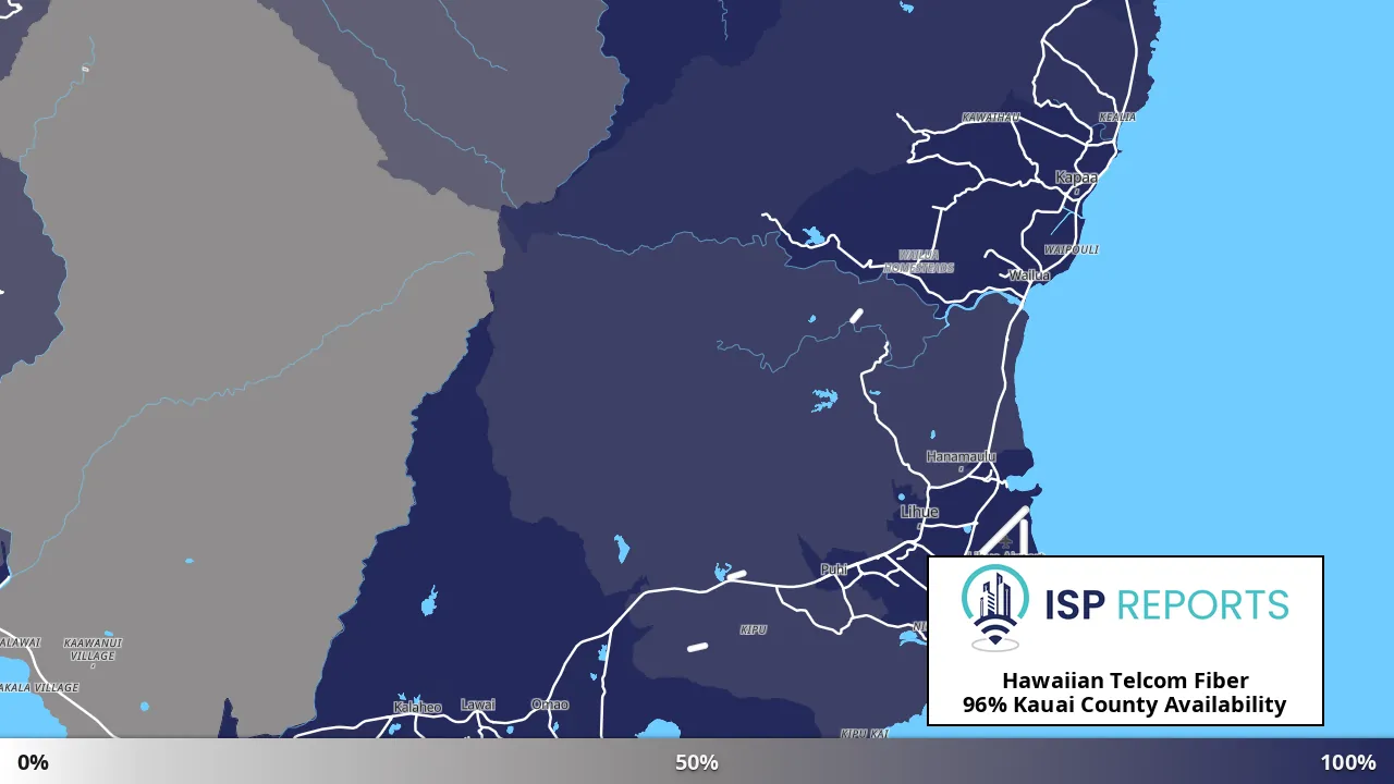 Kauai County, HI map of internet availability