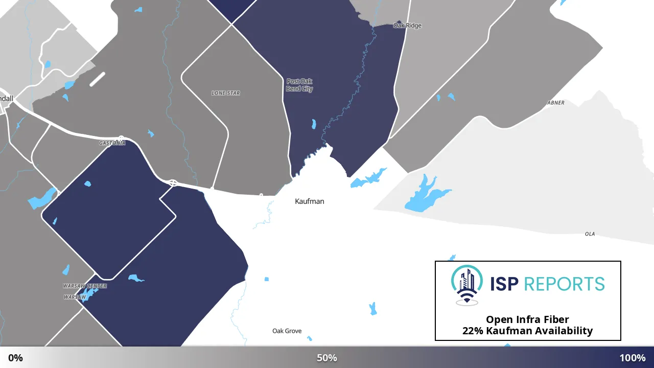 Kaufman, TX map of internet availability