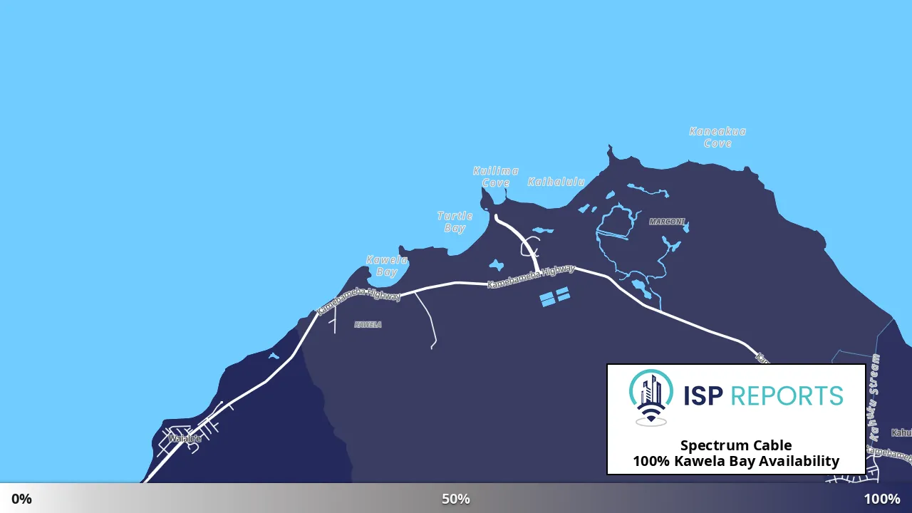 Kawela Bay, HI map of internet availability