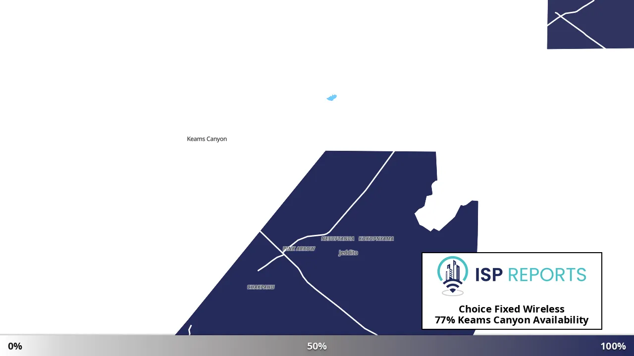 Keams Canyon, AZ map of internet availability