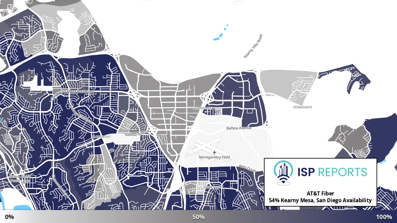 Kearny Mesa, San Diego, CA map of internet availability