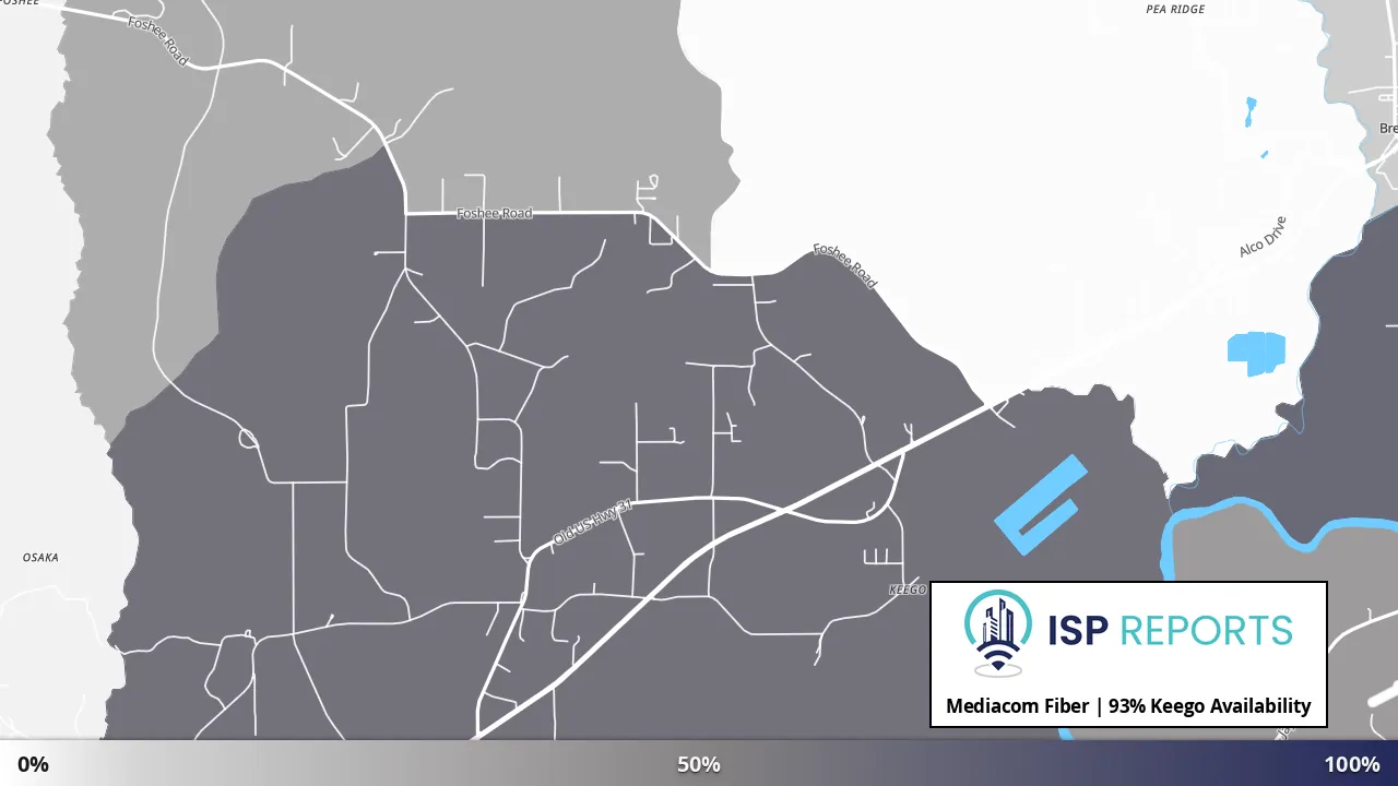 Keego, AL map of internet availability