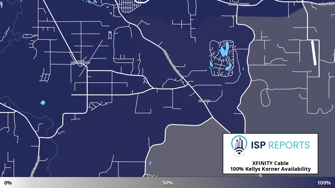 Kellys Korner, WA map of internet availability