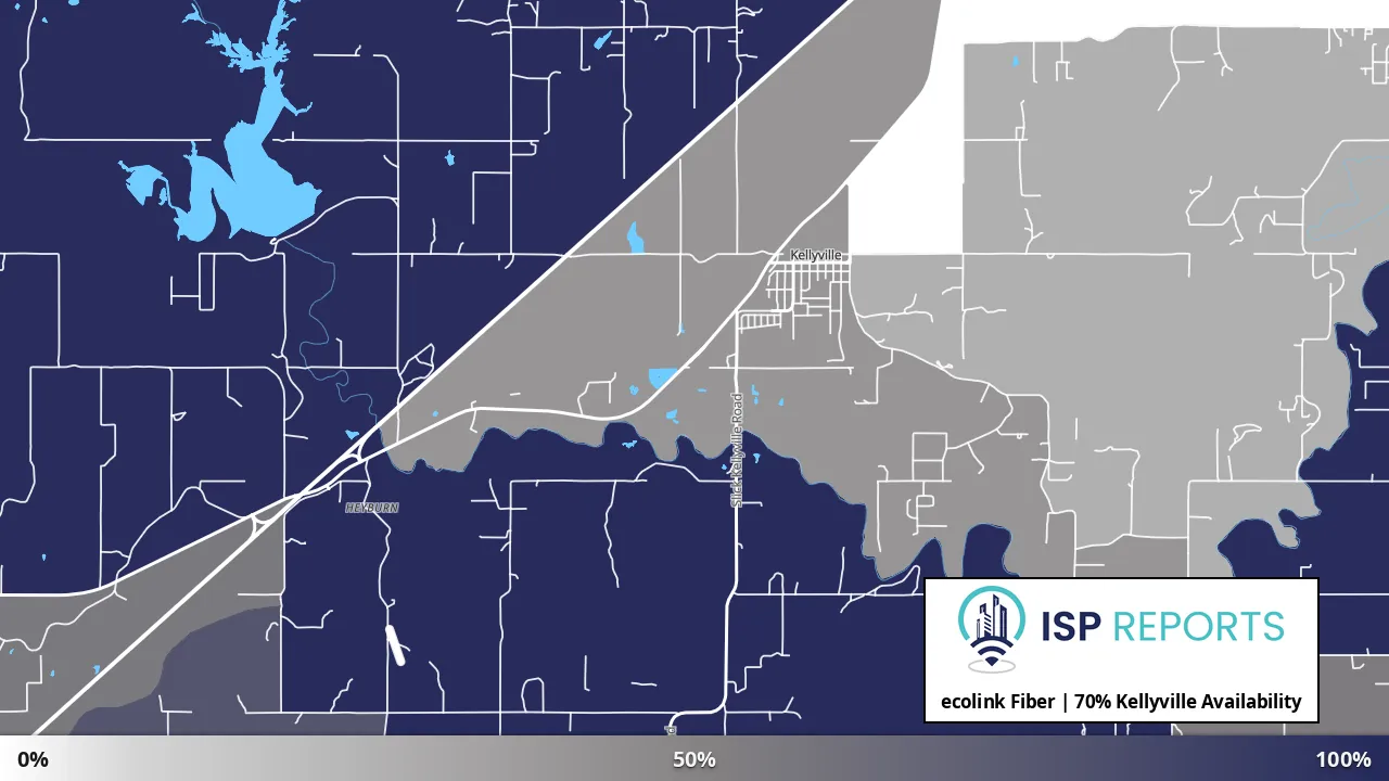 Kellyville, OK map of internet availability