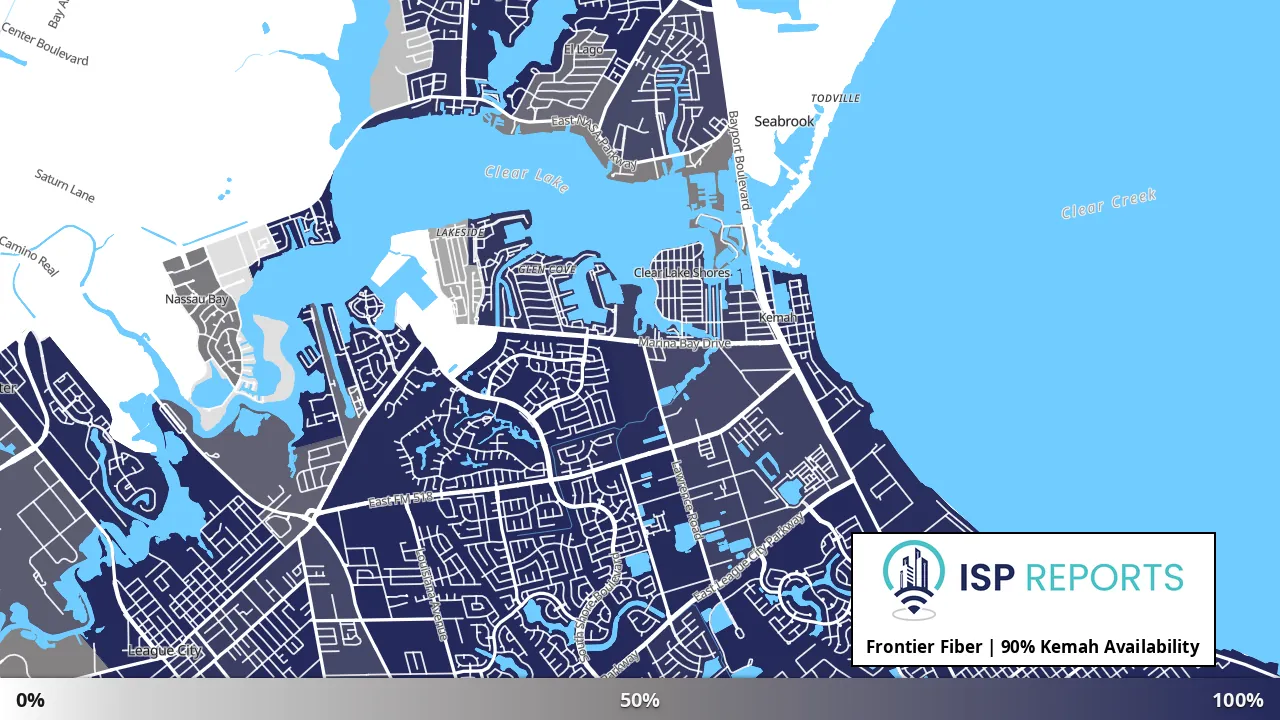 Kemah, TX map of internet availability
