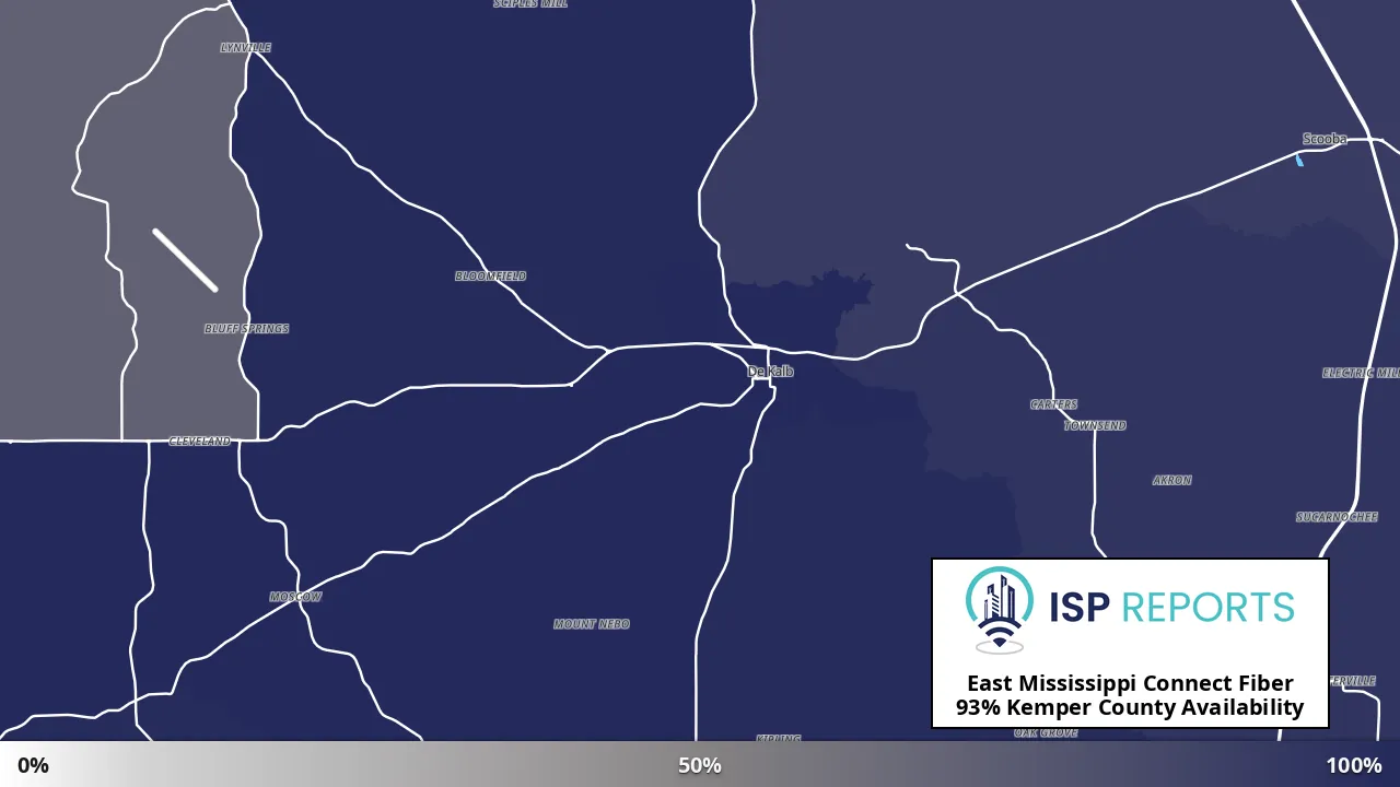 Kemper County, MS map of internet availability