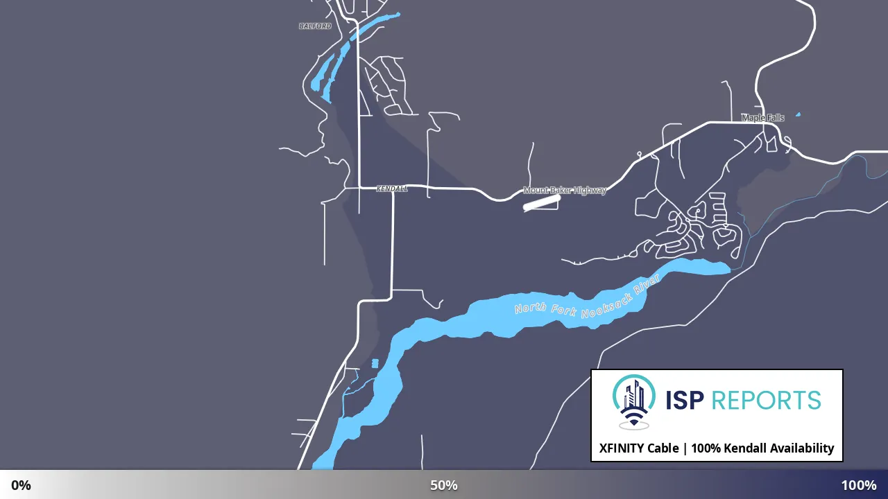 Kendall, WA map of internet availability