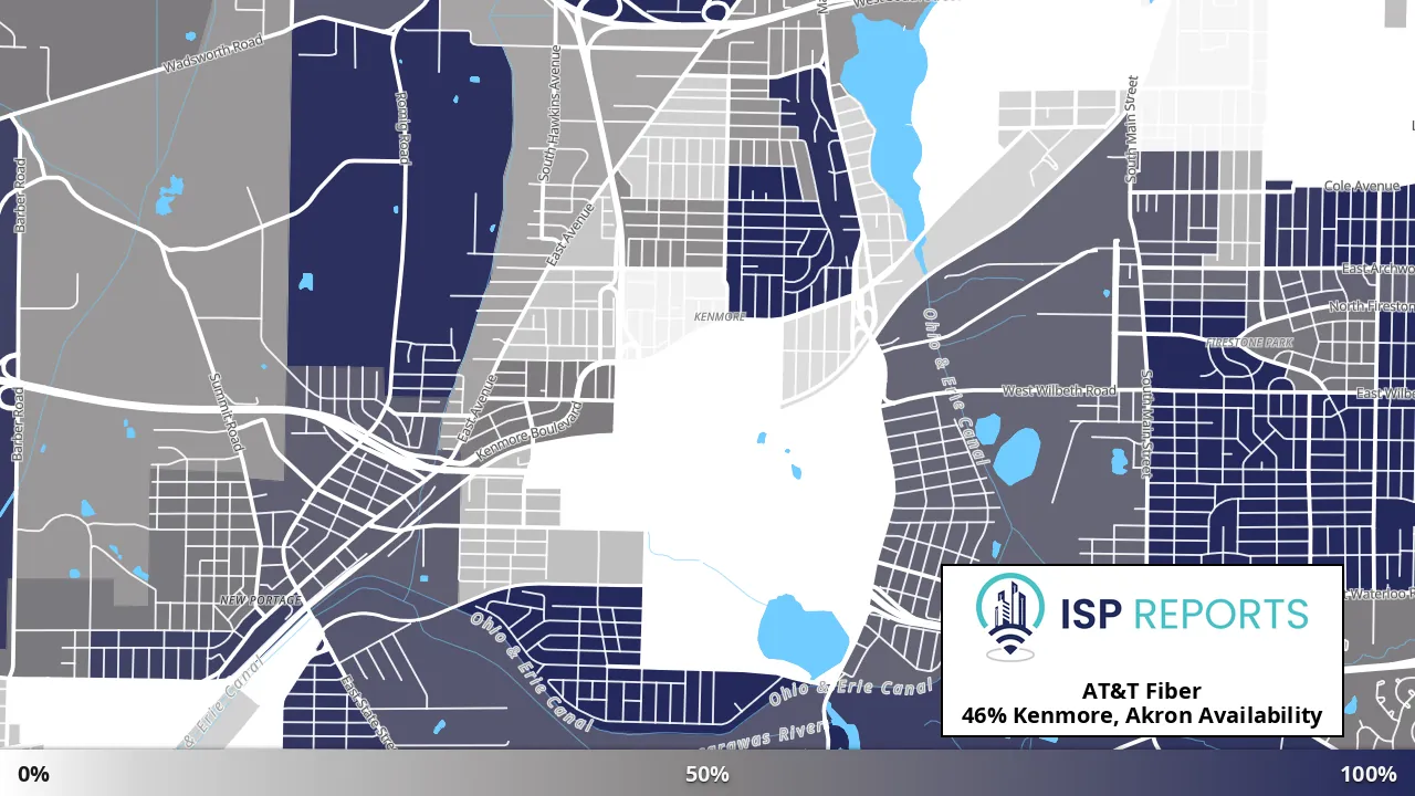 Kenmore, Akron, OH map of internet availability