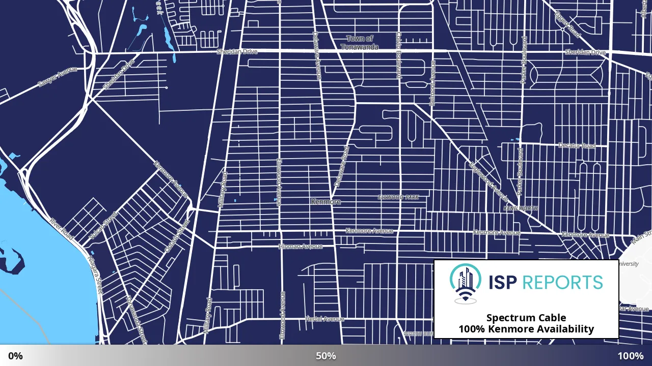 Kenmore, NY map of internet availability