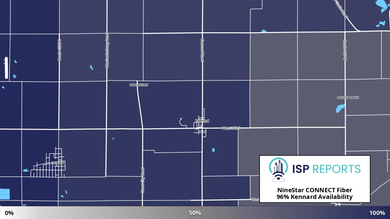 Kennard, IN map of internet availability