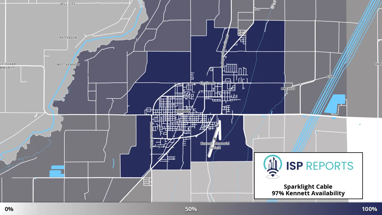 Kennett, MO map of internet availability