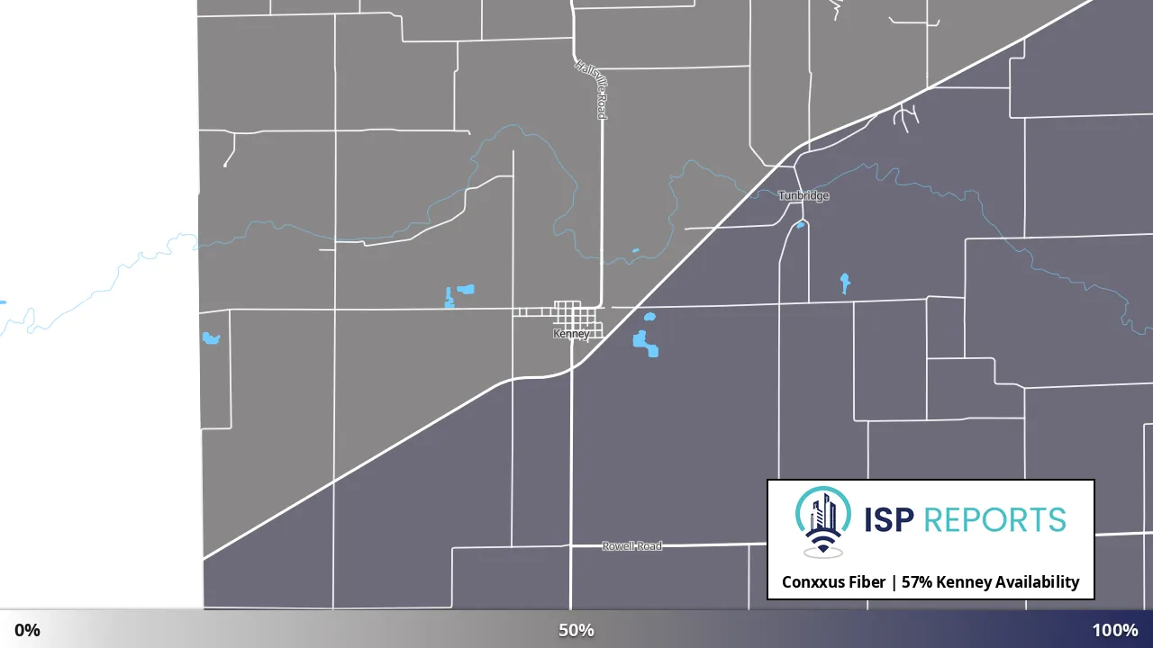 Kenney, IL map of internet availability